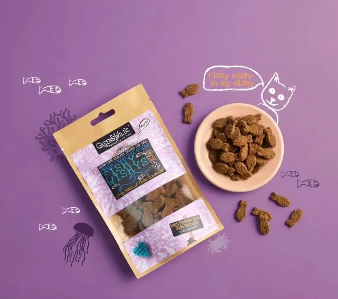 Green & Wilds Fishy Wishys Cat Treats 50g