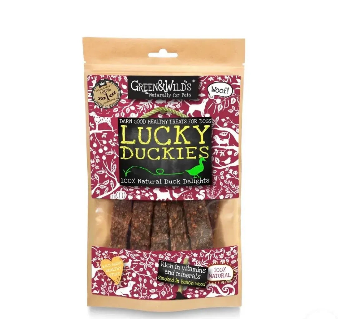 Green & Wilds Lucky Duckies Dog Treats 100g