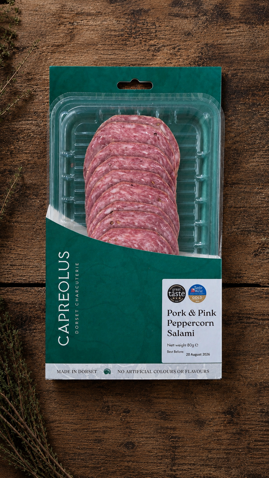 Capreolus Pork & Pink Peppercorn Salami 80g
