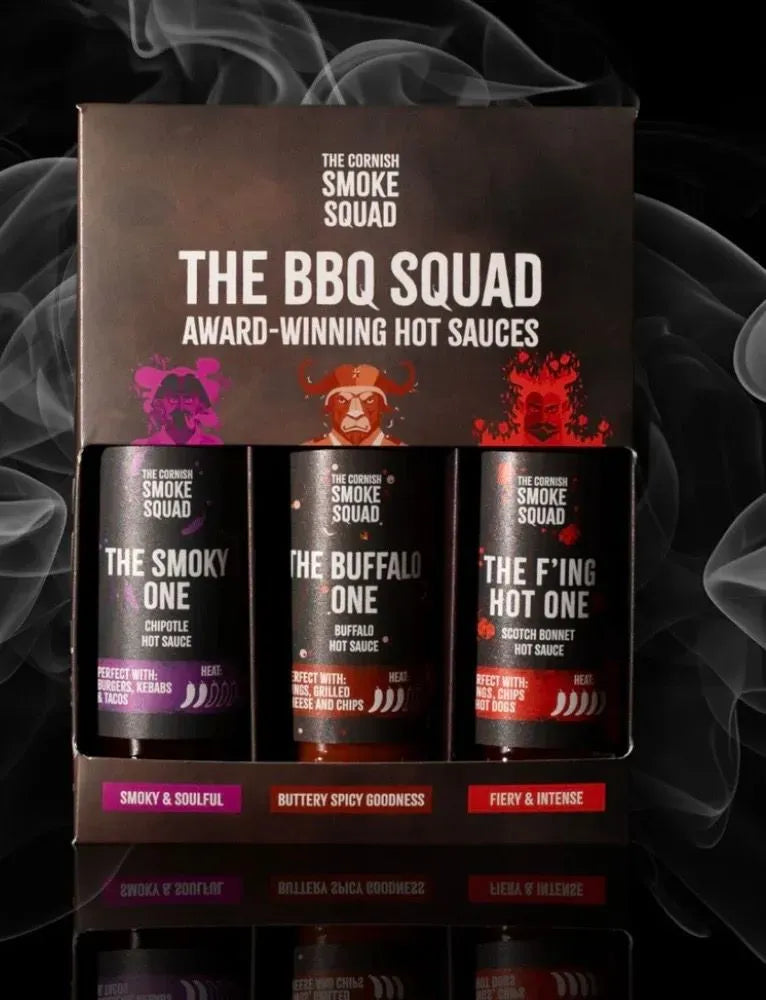 The Cornish Larder Smoke Squad BBQ Hot Sauce Gift Set 3 x 150ml Bottles