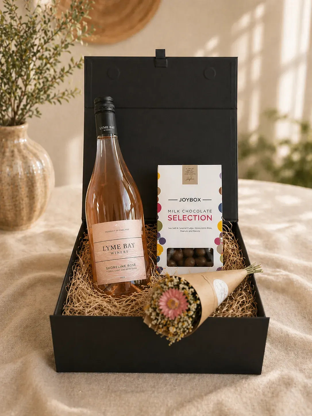Chocolate, Flowers & Wine 12" Hamper or Gift Box