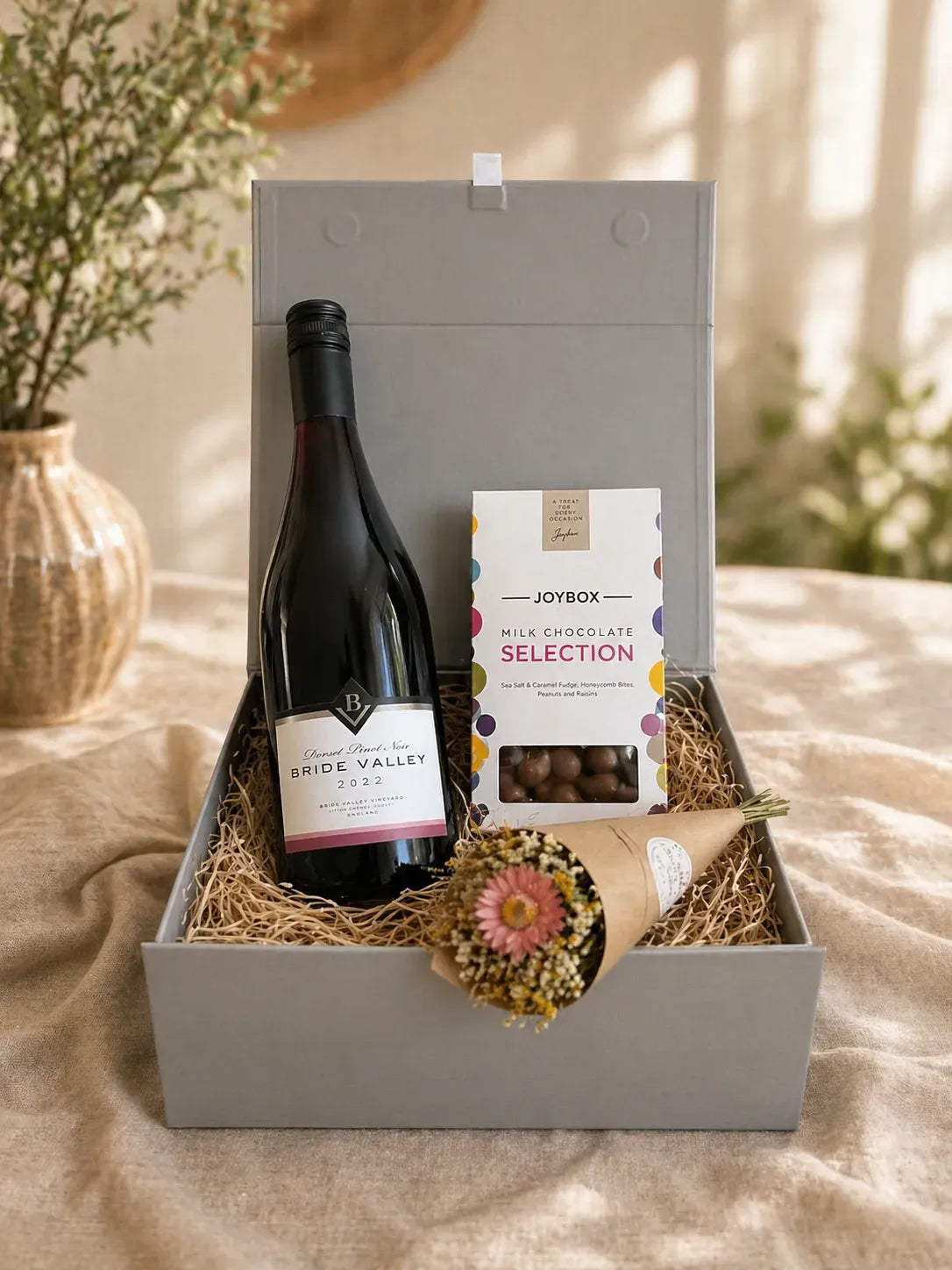 Chocolate, Flowers & Wine 12" Hamper or Gift Box