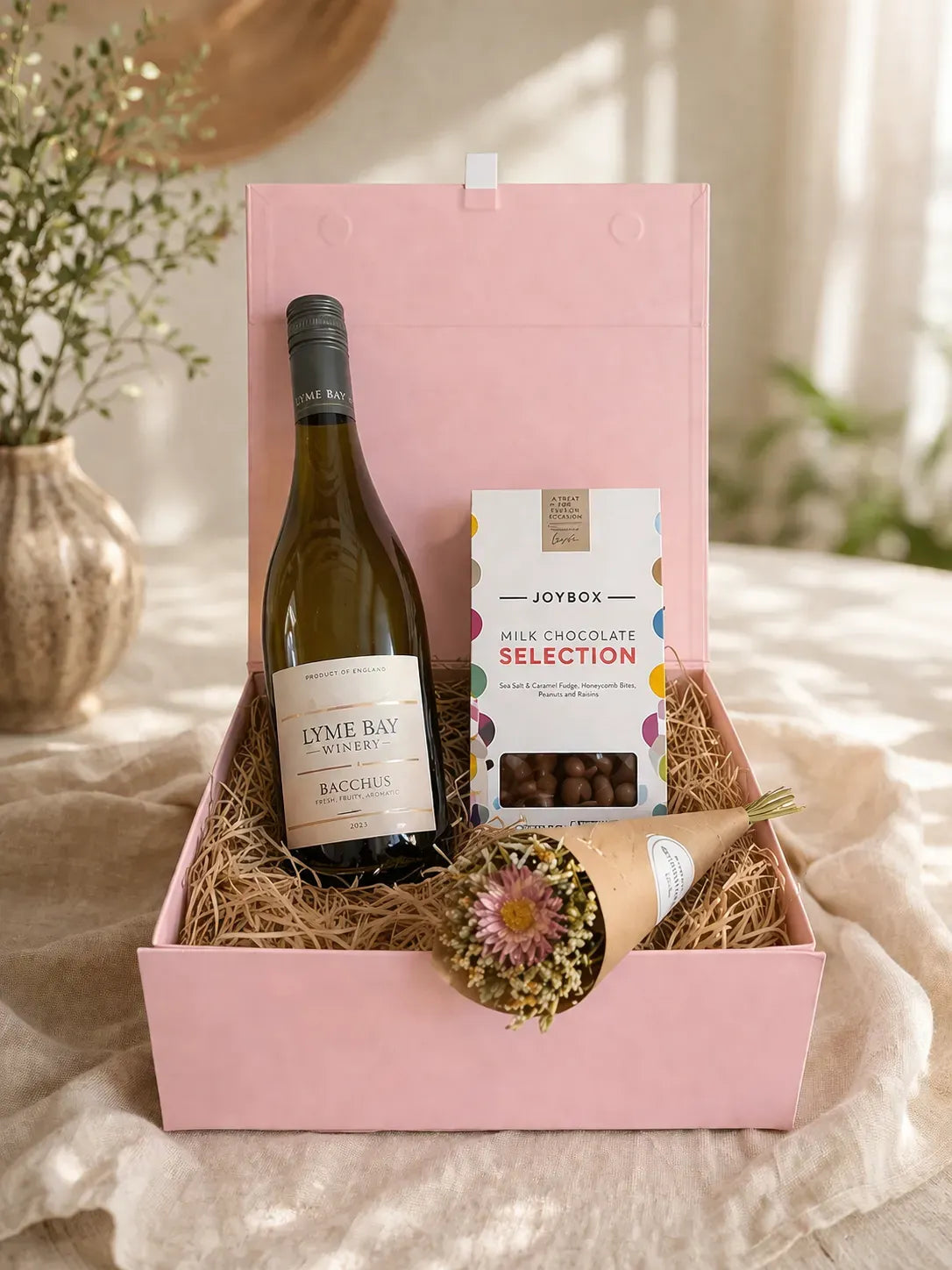 Chocolate, Flowers & Wine 12" Hamper or Gift Box