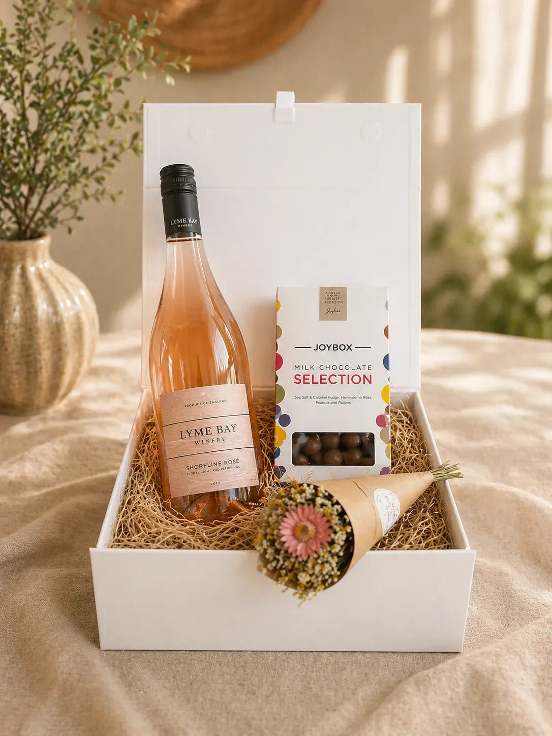 Chocolate, Flowers & Wine 12" Hamper or Gift Box
